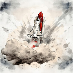 Rocket Launching Into the Sky - obrazy, fototapety, plakaty