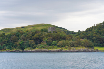 Dunollie Castle ruin at Oban bay in Scotland 