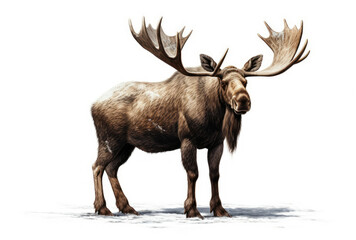Majestic Moose With Impressive Antlers in Snowy Landscape