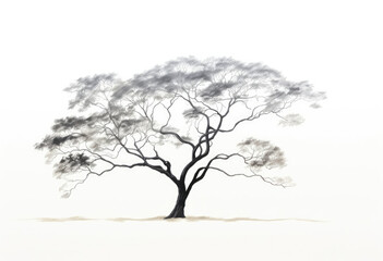Drawing of Tree on White Background, Simple and Informative Artwork