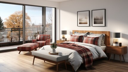 Modern bedroom with a couple sleeping UHD wallpaper