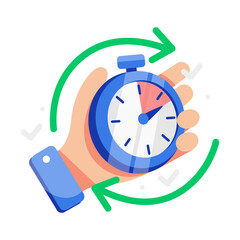 Featuring a stopwatch in hand, encapsulating concepts of time management, deadlines, and efficiency in task completion