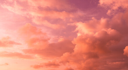 clouds in the sky with pink sunlight pastel color