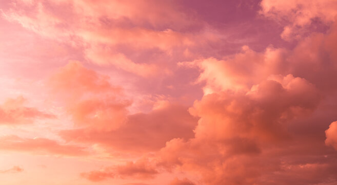 clouds in the sky with pink sunlight pastel color