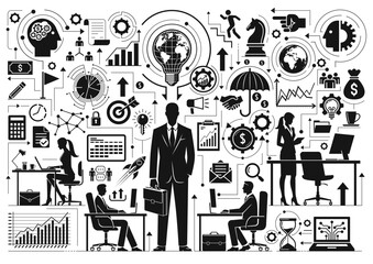 Business people idea silhouette illustration