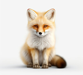 Fototapeta premium Red Fox Sitting on Ground, Looking at Camera