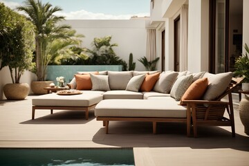 relaxing sofa and coffee table on the terrace