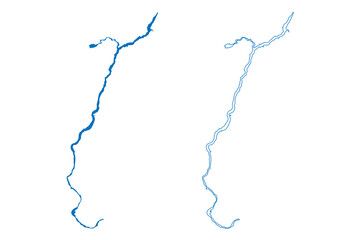 Brownlee Lake (United States of America, Idaho and Oregon) map vector illustration, scribble sketch Reservoir Brownlee Dam map