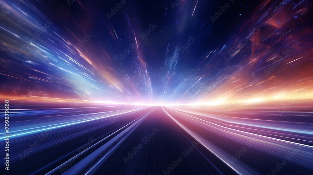 Wall mural vibrant interstellar journey: abstract new age space background with intergalactic highway, perfect 