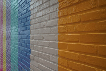 Brick wall made of various colors