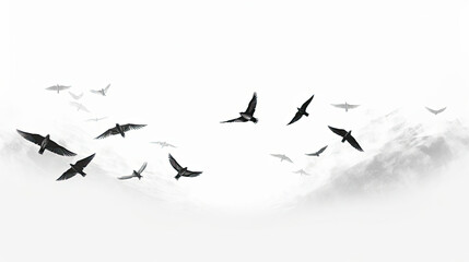 Obraz premium A Flock of Birds Flying Through a Cloudy Sky