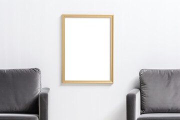 Elegant Blank Frame with Modern Chairs in Minimalist Interior