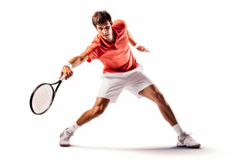 Young man tennis player in action,transparent background,generative ai