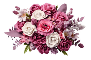 Beautiful bouquet of flowers for Valentine's Day on white background PNG