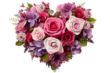 Beautiful bouquet of flowers for Valentine's Day on white background PNG