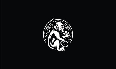 monkey logo design, monkey round logo, monkey art