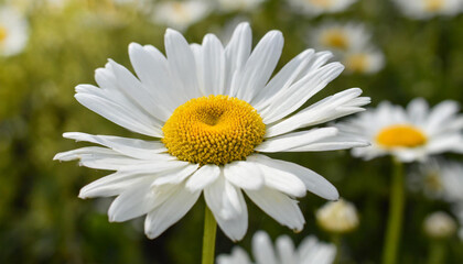 Fototapeta premium Blossom white flower daisies yellow nature