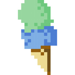 Ice cream cartoon icon in pixel style