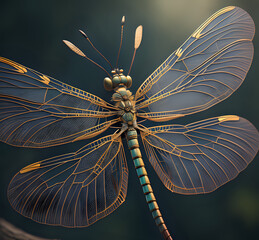 Keeled Skimmer Dragonfly Female Red-veined darter. Experience a stunning close-up view of a dragonfly captured in exquisite detail. Generative AI