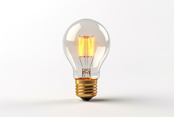 Light Bulb With Yellow Light Inside, Illuminating Brightness and Energy Efficiency