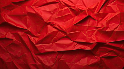 Naklejka premium Red paper crumpled texture background. Blank red paper banner