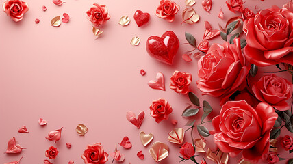 Valentines Day Rose Background with pink surface