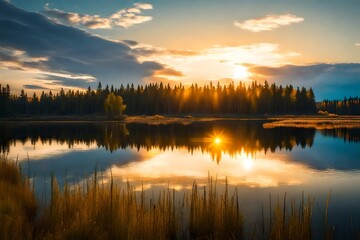 sunset over the river