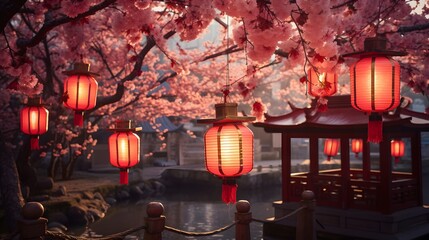 Serenade of Red Lanterns in a Night Bazaar