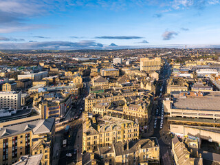 Fototapeta premium Aerial view over Bradford City Centre, West Yorkshire