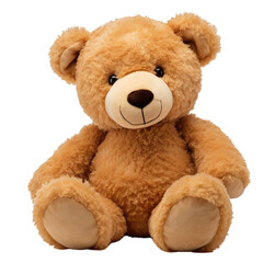 Cute sitting brown teddy bear on a cutout PNG transparent background