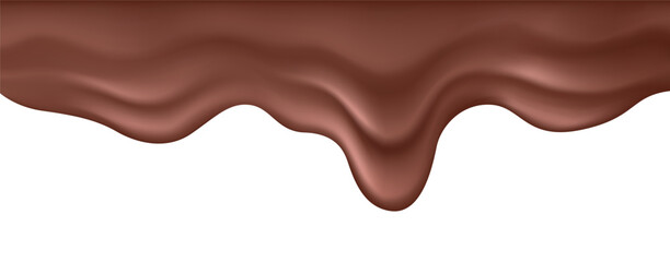Vector realistic flowing chocolate isolated on white background