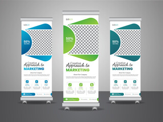 Innovative x-banner template for business roll-up banners and exhibition ads