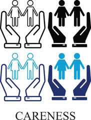 Careness colorful and Black & White icon set. Set of Donation and charity web icons in line and fill style. High quality business icon set of Charity