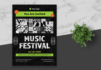 Black Green Music Festival Invitation