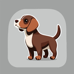 Cute funny little dog puppy in full length. Vector