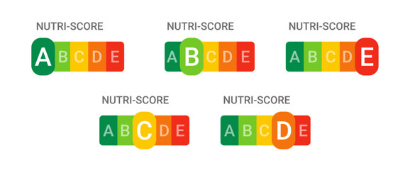 nutri-score set - food nutrition label, symbol of healthy eating
