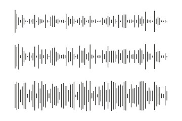 Equalizer symbols. Set of voice message template. Audio chat speech sound wave icon. Elements for mobile messenger, podcast online radio interface, music player or app. Waveform patterns. Vector.