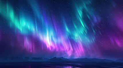 background with stars and colourful Northern lights 