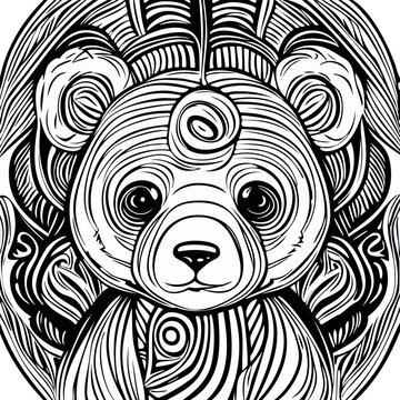 small bear vector black and white lines for coloring page. Outline illustration