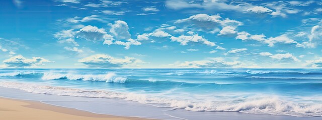 sandy beach with sea and sky background. Beautiful Beach on a Sunny Day