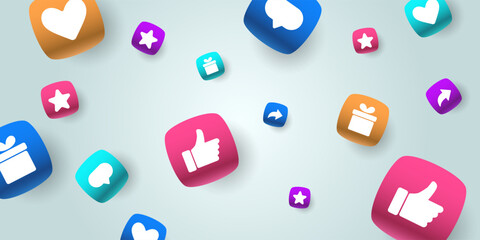 Background with social media icons. An illustration for the website. Design elements.