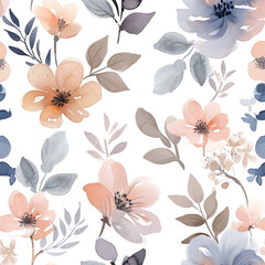 Watercolour floral pattern, soft airy colours, spring time pattern