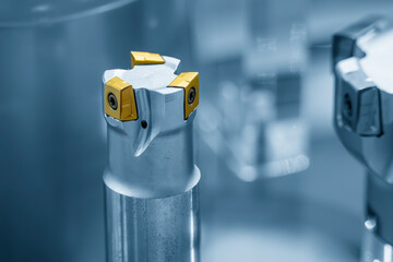 Close up scene the indexable tool for roughing process.