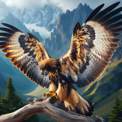 A drawing of a bald eagle flying in the air. Bald Eagle takes flight of Freedom. composite of a bald eagle flying in a cloudy sky generative Ai