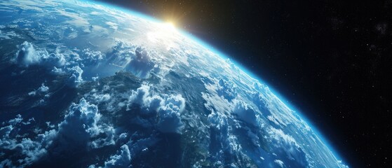 Obraz premium Cinematic shot of planet earth globe clouds and space background.