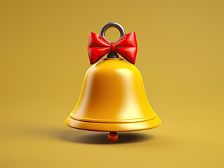 Golden Bell With Red Bow - Decoration for Celebrations and Holidays