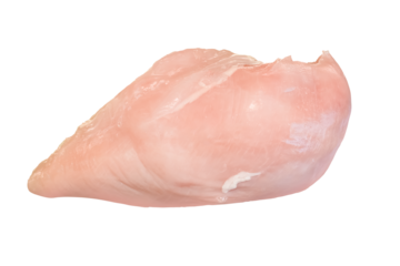 Raw broiler chicken meat isolated on transparent background.