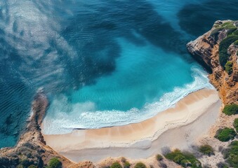 Aerial image lonely paradisaical beach.