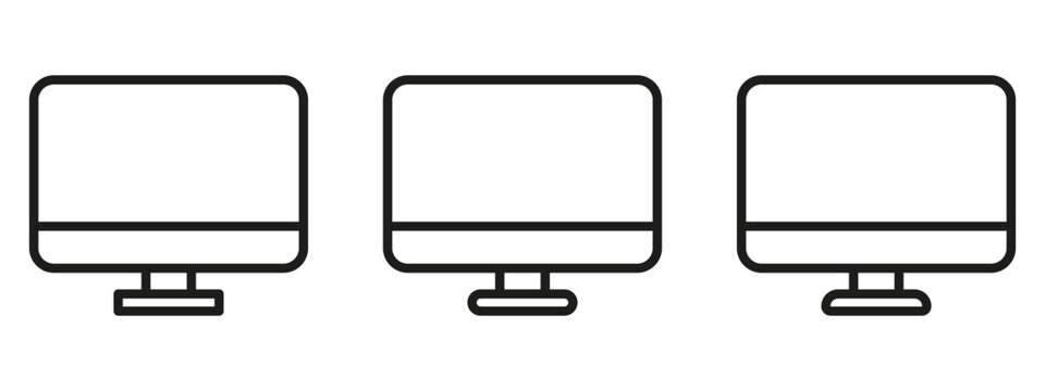 Computer monitor screen flat icon for apps and websites