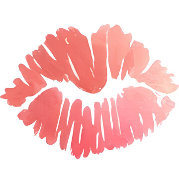 recommend clip art: Red lips on a white background. Lipstick kiss
